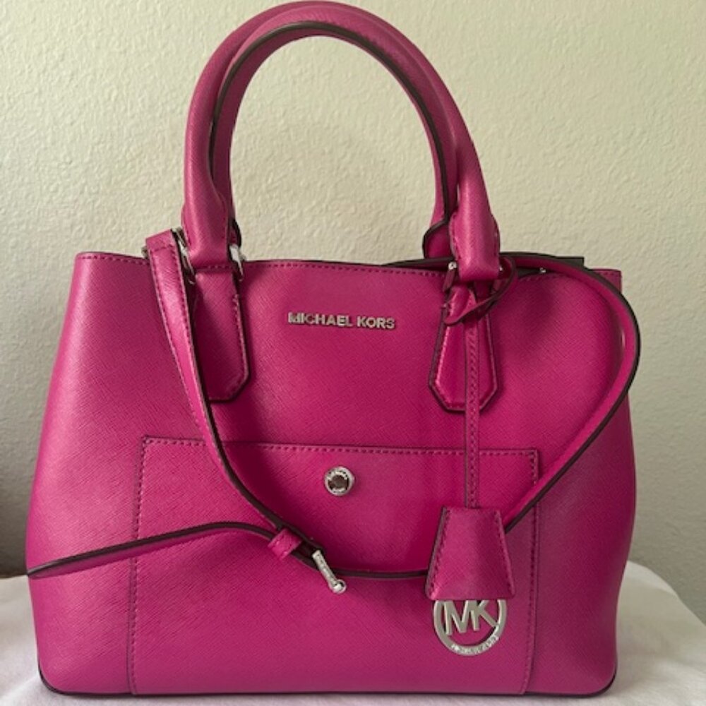 MICHAEL Michael Kors Greenwich Large Leather Tote Fuschia
